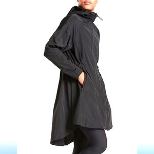 Athleta Black Hooded Lightweight Rain Jacket